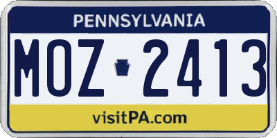 PA license plate MOZ2413