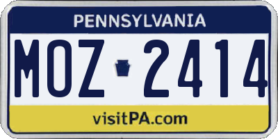 PA license plate MOZ2414