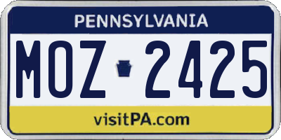 PA license plate MOZ2425