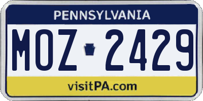 PA license plate MOZ2429