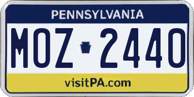PA license plate MOZ2440