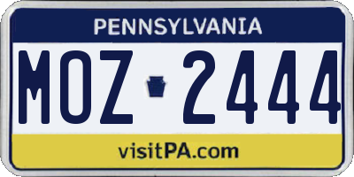 PA license plate MOZ2444
