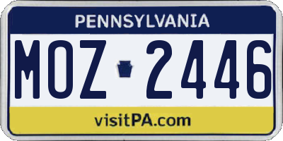 PA license plate MOZ2446