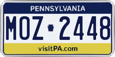 PA license plate MOZ2448