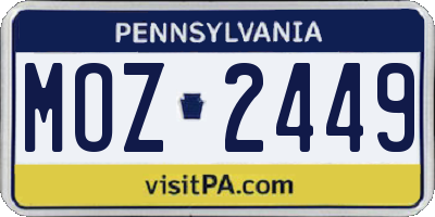 PA license plate MOZ2449