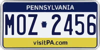PA license plate MOZ2456