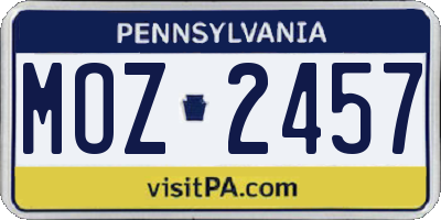 PA license plate MOZ2457