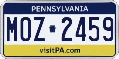 PA license plate MOZ2459