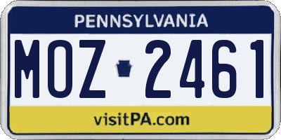PA license plate MOZ2461