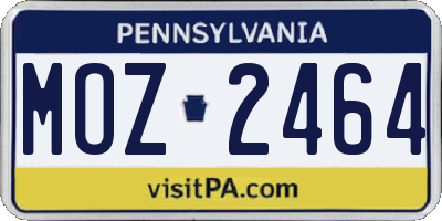 PA license plate MOZ2464