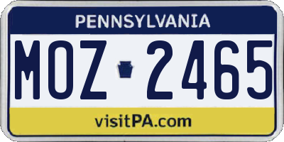 PA license plate MOZ2465