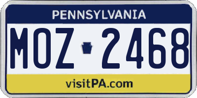 PA license plate MOZ2468