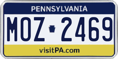 PA license plate MOZ2469