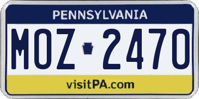 PA license plate MOZ2470