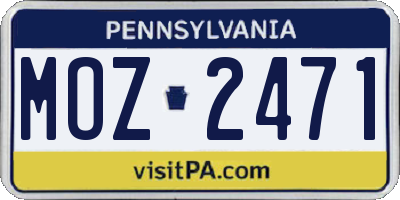 PA license plate MOZ2471