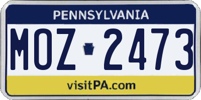 PA license plate MOZ2473