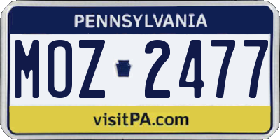 PA license plate MOZ2477