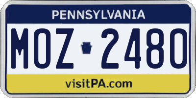 PA license plate MOZ2480