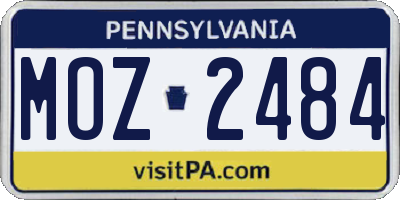 PA license plate MOZ2484