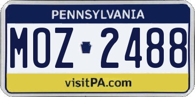 PA license plate MOZ2488