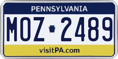 PA license plate MOZ2489
