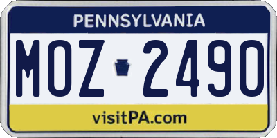 PA license plate MOZ2490