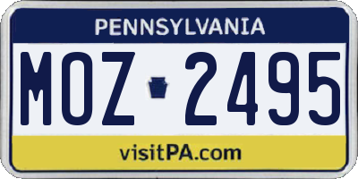 PA license plate MOZ2495