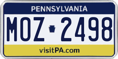 PA license plate MOZ2498