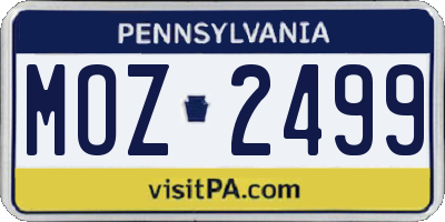 PA license plate MOZ2499
