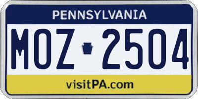 PA license plate MOZ2504