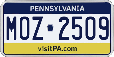 PA license plate MOZ2509