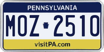 PA license plate MOZ2510
