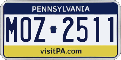 PA license plate MOZ2511
