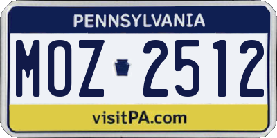 PA license plate MOZ2512