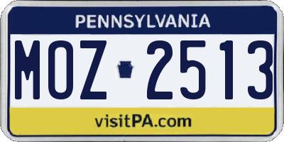 PA license plate MOZ2513
