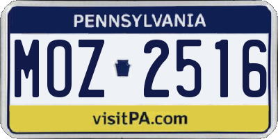 PA license plate MOZ2516