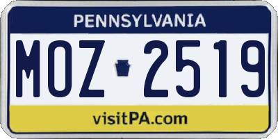 PA license plate MOZ2519