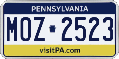PA license plate MOZ2523