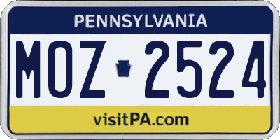 PA license plate MOZ2524