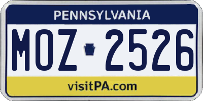 PA license plate MOZ2526