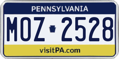 PA license plate MOZ2528