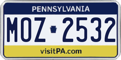 PA license plate MOZ2532