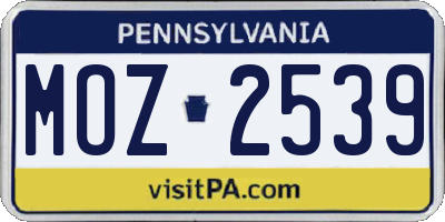 PA license plate MOZ2539