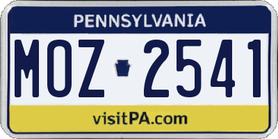 PA license plate MOZ2541