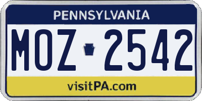 PA license plate MOZ2542