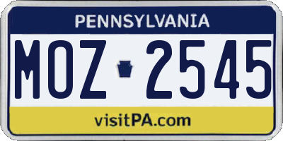 PA license plate MOZ2545