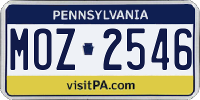 PA license plate MOZ2546