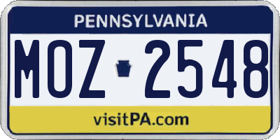 PA license plate MOZ2548