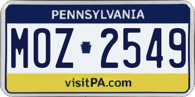 PA license plate MOZ2549