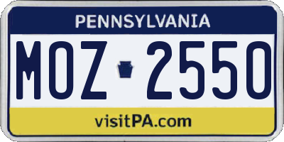 PA license plate MOZ2550